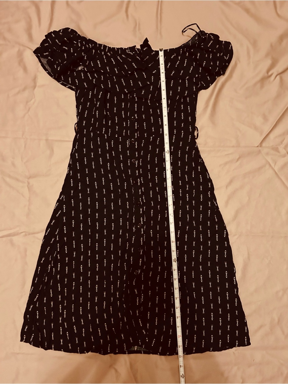Lost + Wonder Black Off-Shoulder Button-Front Summer Dress Size Medium - Picture 6 of 14